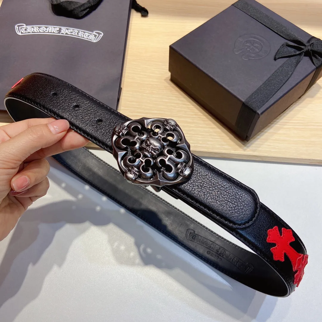 𝐂𝐡𝐫𝐨𝐦𝐞𝐇𝐞𝐚𝐫𝐭𝐬 Crow Heart double-sided tree plaster leather stitched cross belt (detachable version), high-quality hardware, with 2 logo buckles on the belt, very cool.
